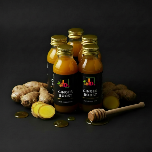 4-Shot Mix Pack dark editorial with JD's logo on black gold labels