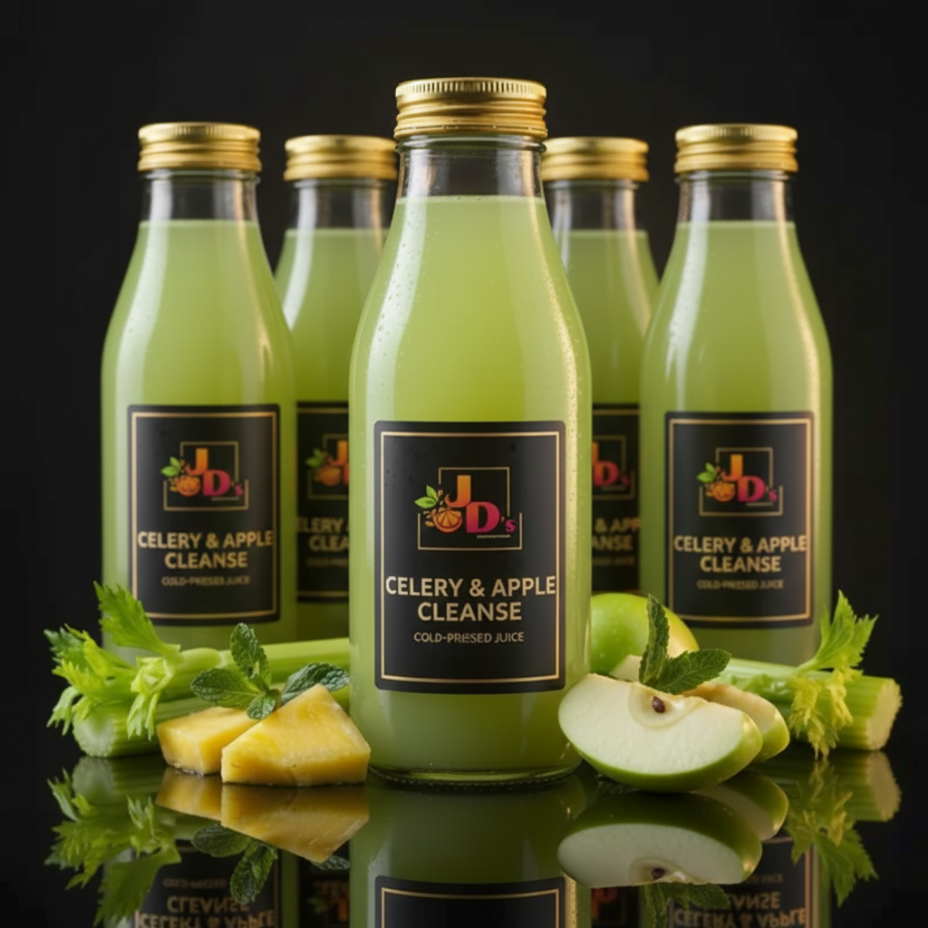 Celery and Apple Cleanse pack image with four bottles