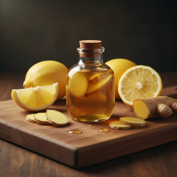 Ginger Lemon Shot in Amber Bottle