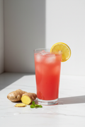Watermelon Lemon Ginger cold-pressed juice in a glass