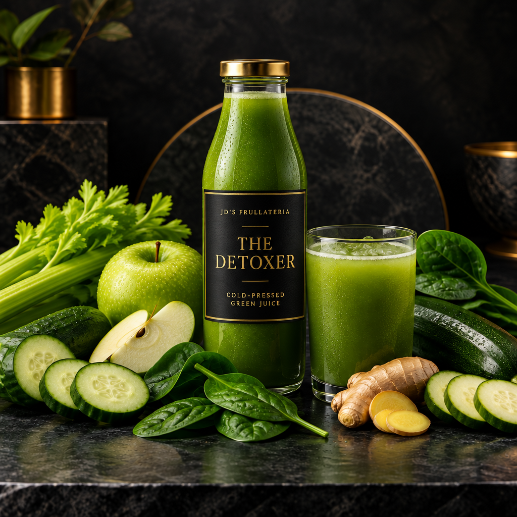 The Detoxer with premium black-and-gold label in progress